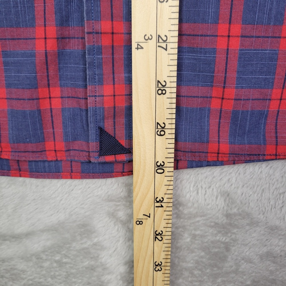 UNTUCKit Shirt Men's XXL Plaid Blue Red Collared Long Sleeve Button Front Shirt - Picture 6 of 7